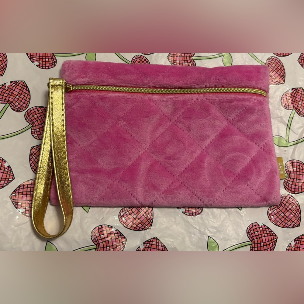 Ipsy Pink and Gold Soft Cosmetic Bag